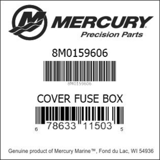 Bar codes for Mercury Marine part number 8M0159606