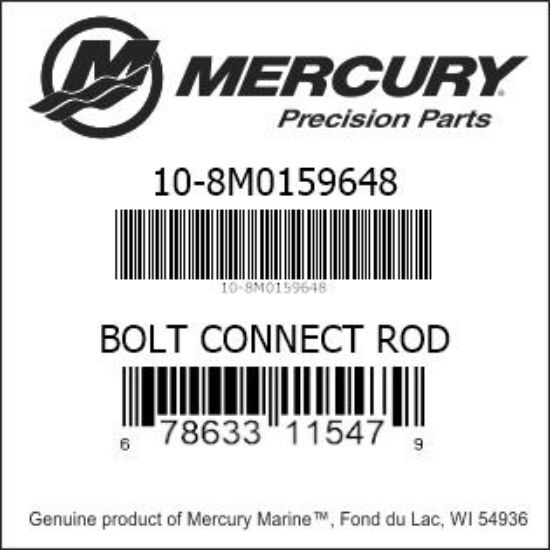 Bar codes for Mercury Marine part number 10-8M0159648