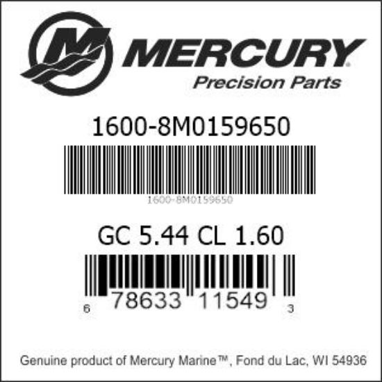 Bar codes for Mercury Marine part number 1600-8M0159650