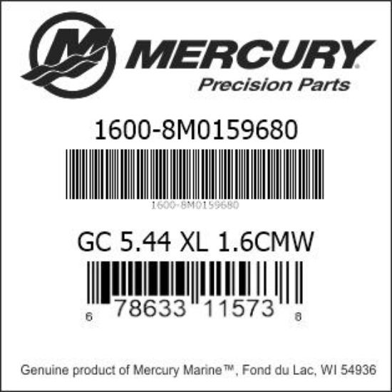 Bar codes for Mercury Marine part number 1600-8M0159680