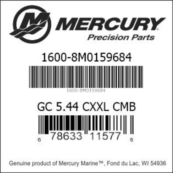 Bar codes for Mercury Marine part number 1600-8M0159684