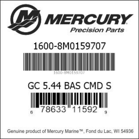 Bar codes for Mercury Marine part number 1600-8M0159707