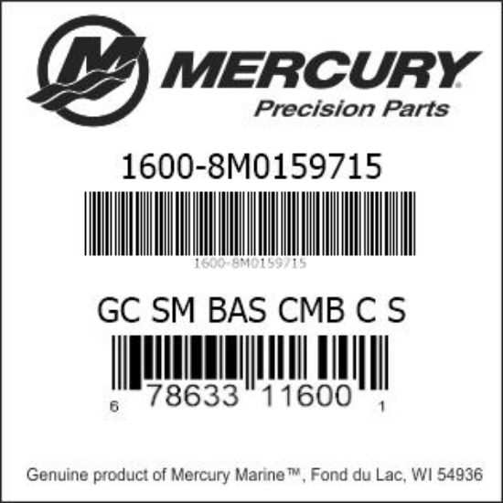 Bar codes for Mercury Marine part number 1600-8M0159715