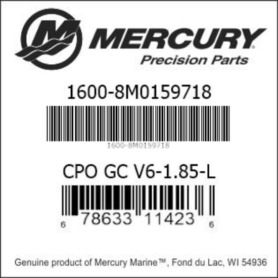 Bar codes for Mercury Marine part number 1600-8M0159718