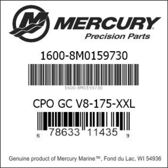 Bar codes for Mercury Marine part number 1600-8M0159730