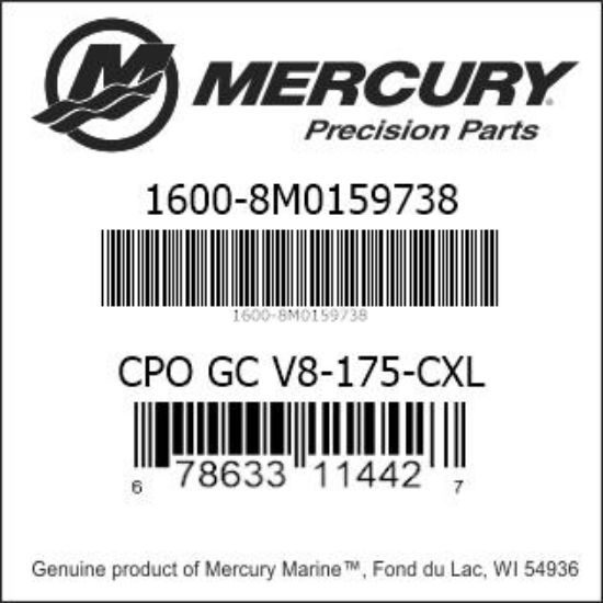 Bar codes for Mercury Marine part number 1600-8M0159738