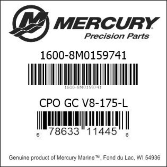 Bar codes for Mercury Marine part number 1600-8M0159741