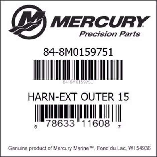 Bar codes for Mercury Marine part number 84-8M0159751