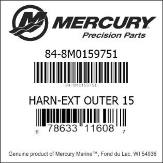 Bar codes for Mercury Marine part number 84-8M0159751