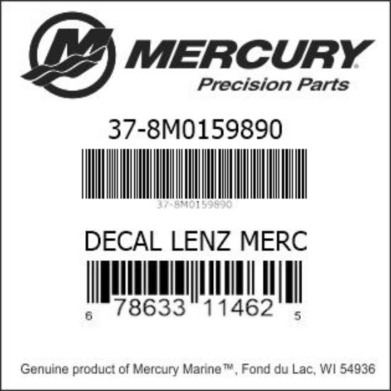 Bar codes for Mercury Marine part number 37-8M0159890