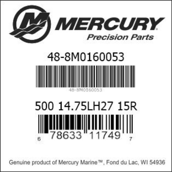 Bar codes for Mercury Marine part number 48-8M0160053
