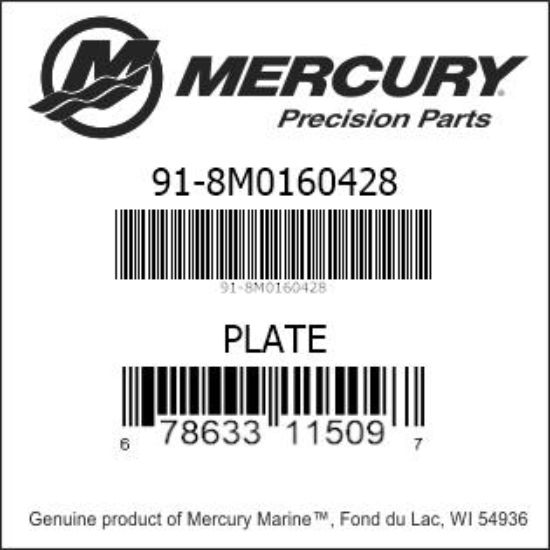 Bar codes for Mercury Marine part number 91-8M0160428