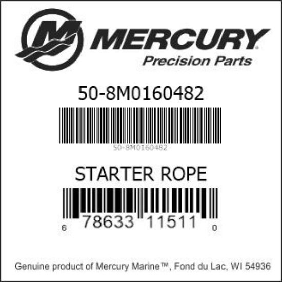 Bar codes for Mercury Marine part number 50-8M0160482