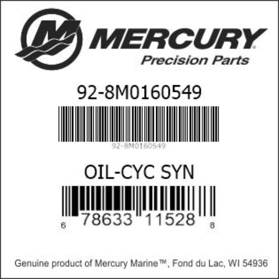Bar codes for Mercury Marine part number 92-8M0160549