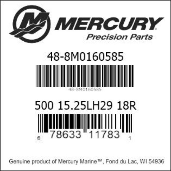 Bar codes for Mercury Marine part number 48-8M0160585
