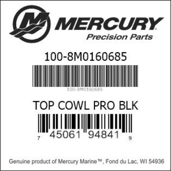 Bar codes for Mercury Marine part number 100-8M0160685