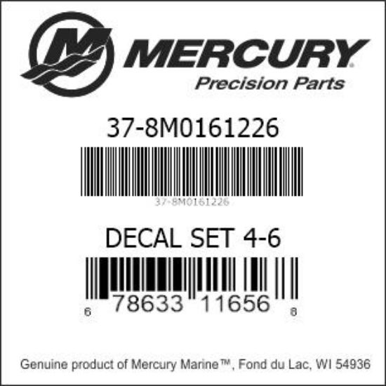 Bar codes for Mercury Marine part number 37-8M0161226