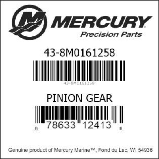 Bar codes for Mercury Marine part number 43-8M0161258