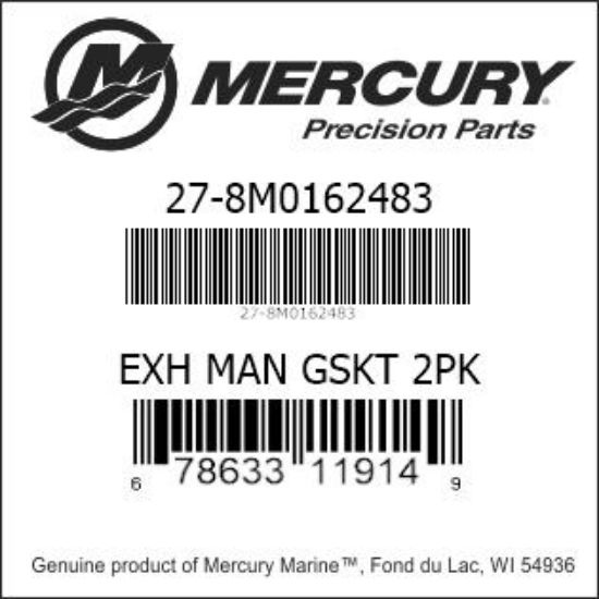 Bar codes for Mercury Marine part number 27-8M0162483