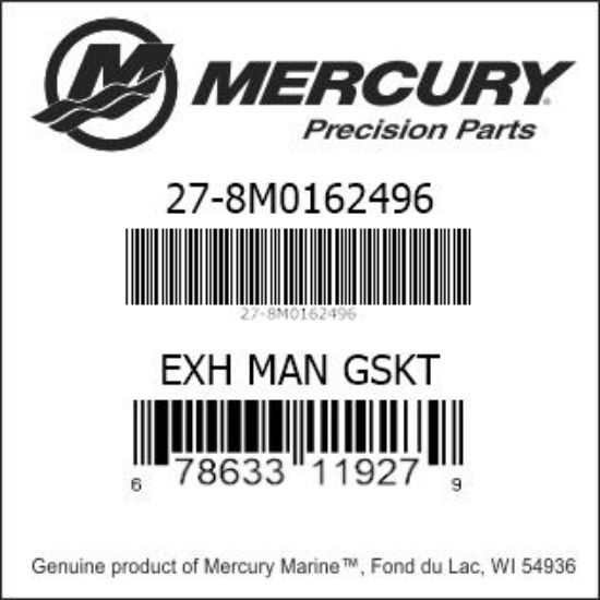 Bar codes for Mercury Marine part number 27-8M0162496
