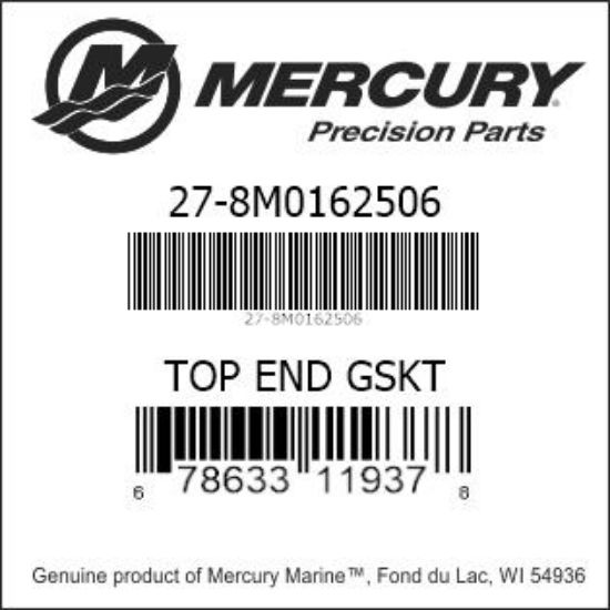 Bar codes for Mercury Marine part number 27-8M0162506