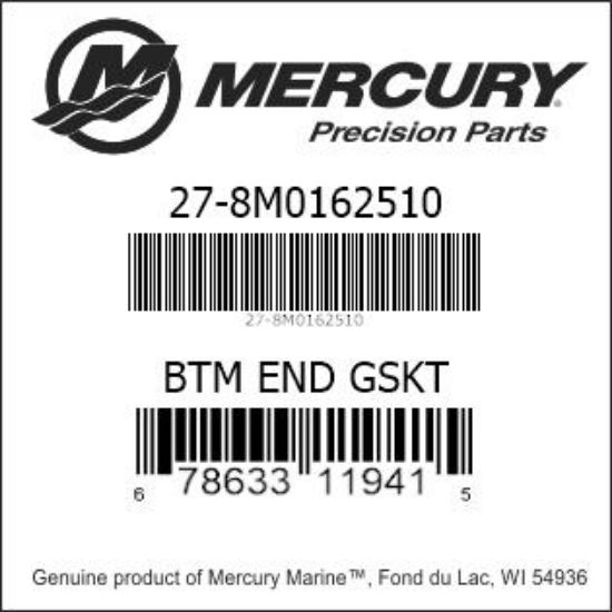 Bar codes for Mercury Marine part number 27-8M0162510