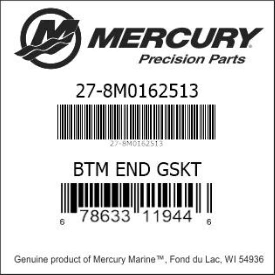 Bar codes for Mercury Marine part number 27-8M0162513