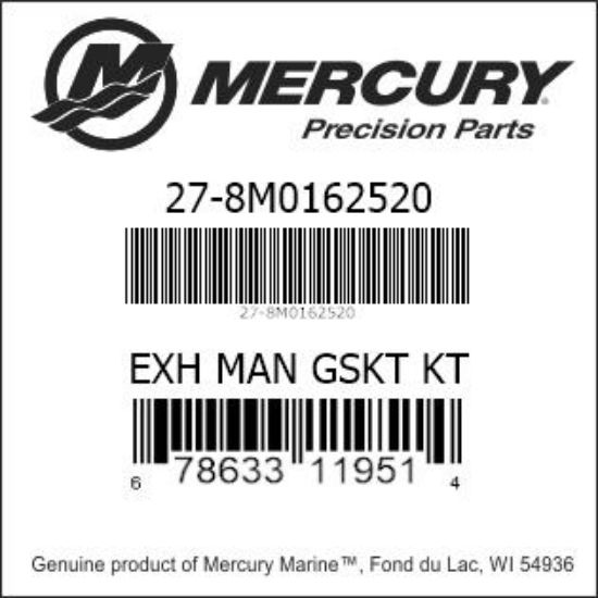 Bar codes for Mercury Marine part number 27-8M0162520