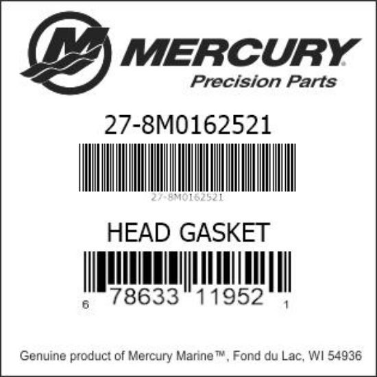 Bar codes for Mercury Marine part number 27-8M0162521