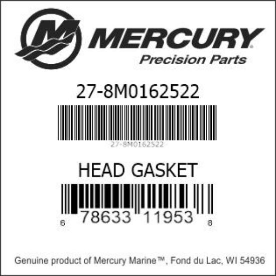 Bar codes for Mercury Marine part number 27-8M0162522