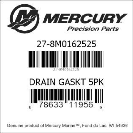 Bar codes for Mercury Marine part number 27-8M0162525