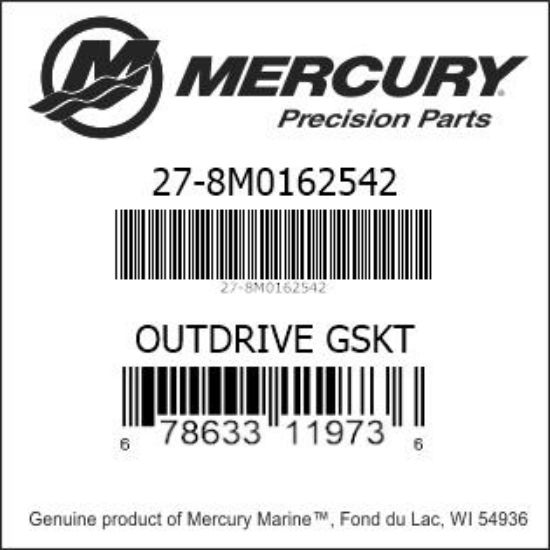 Bar codes for Mercury Marine part number 27-8M0162542