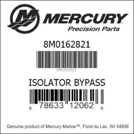 Bar codes for Mercury Marine part number 8M0162821