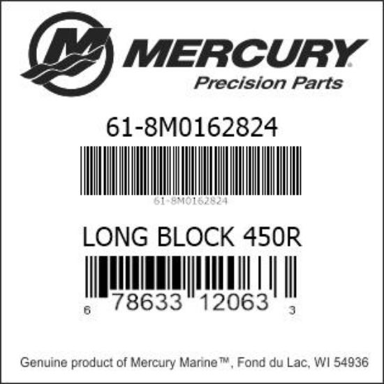 Bar codes for Mercury Marine part number 61-8M0162824