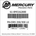 Bar codes for Mercury Marine part number 61-8M0162888