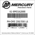 Bar codes for Mercury Marine part number 61-8M0162888