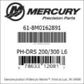 Bar codes for Mercury Marine part number 61-8M0162891