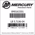 Bar codes for Mercury Marine part number 8M0163301