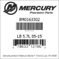 Bar codes for Mercury Marine part number 8M0163302
