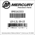 Bar codes for Mercury Marine part number 8M0163303