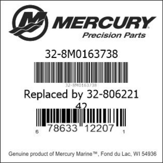 Bar codes for Mercury Marine part number 32-8M0163738