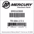 Bar codes for Mercury Marine part number 8M0163800