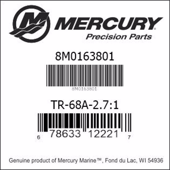 Bar codes for Mercury Marine part number 8M0163801