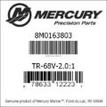 Bar codes for Mercury Marine part number 8M0163803