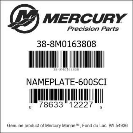 Bar codes for Mercury Marine part number 38-8M0163808