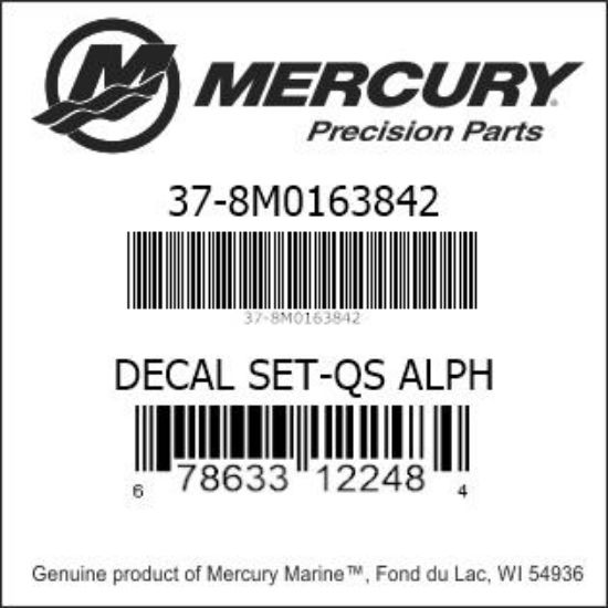 Bar codes for Mercury Marine part number 37-8M0163842