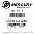 Bar codes for Mercury Marine part number 8M0163917