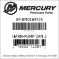 Bar codes for Mercury Marine part number 84-8M0164725
