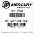 Bar codes for Mercury Marine part number 8M0165589