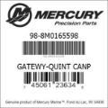 Bar codes for Mercury Marine part number 98-8M0165598